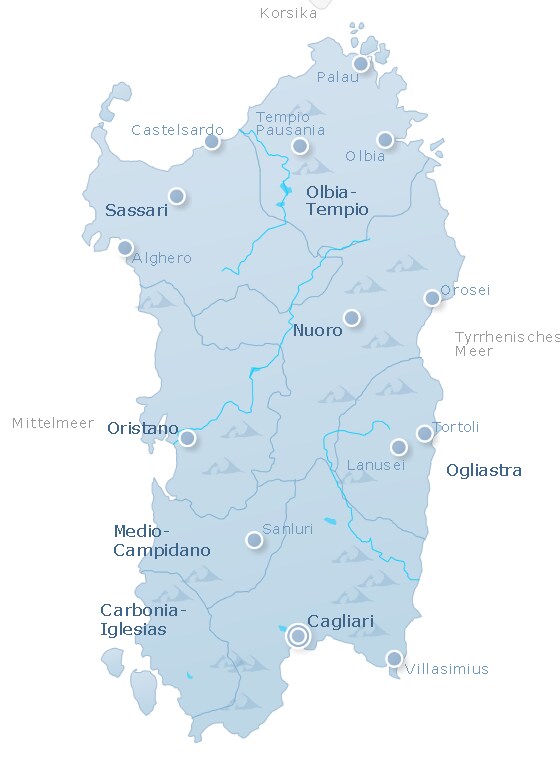 holiday houses, B&B's and apartments in holiday resorts in Sardinia