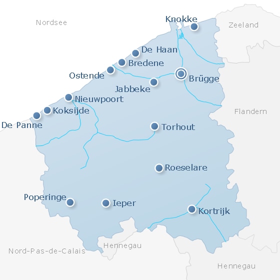 Karte Bredene Belgien | Kleve Landkarte